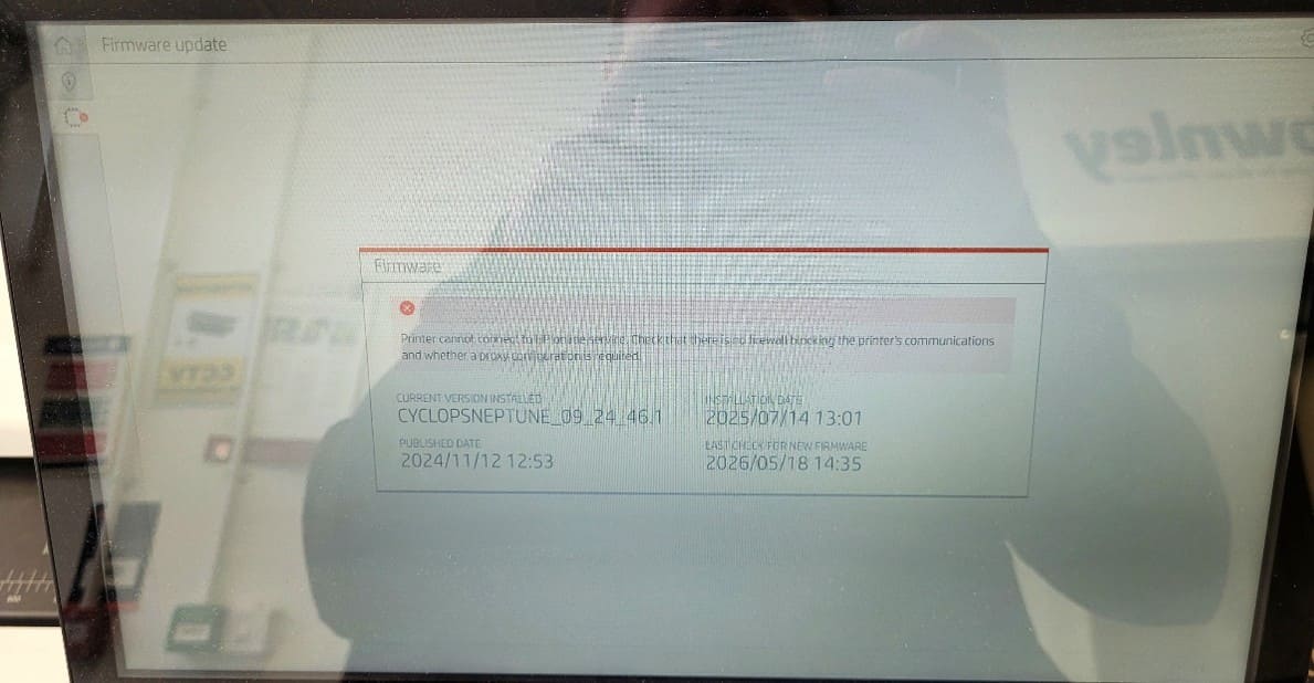 HP T1600 main menu with About Printer icon highlighted